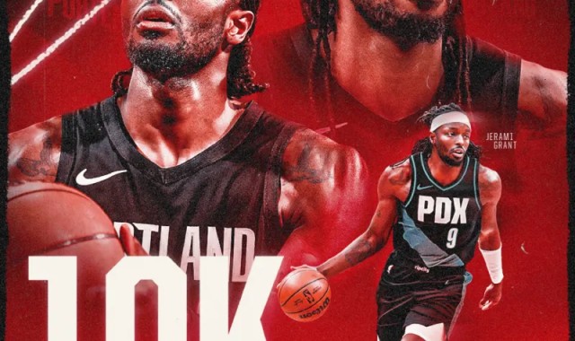 在线娱乐-追逐伟大！开拓者官媒晒格兰特海报：生涯总得分突破10000分